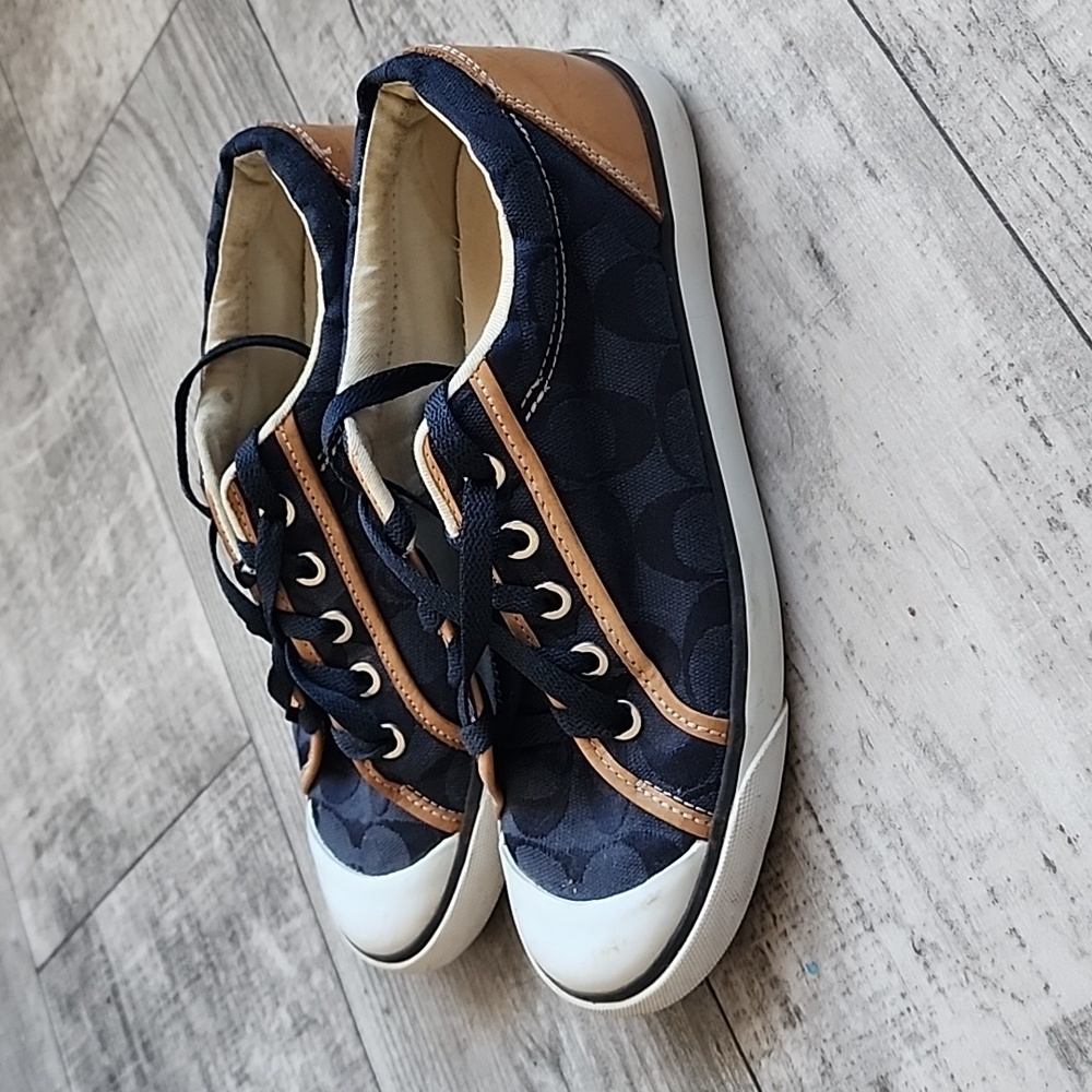 Coach Navy and Tan Sneakers